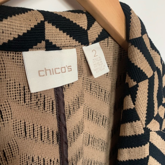 Chico’s Black and Brown Chevron Knit Sweater Size 2 - Picture 5 of 5